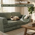thumbnail image 5 of Homall 4 in 1 Convertible Sleeper Sofa Bed, Corduroy Loveseat with Sturdy Metal Frame, High-Resilience Foam Floor Couch, Foldable Futon for Living Room Bedroom Apartment, No Assembly Required, Green, 5 of 8