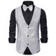 thumbnail image 1 of Chaleco de traje slim fit para hombre: mezcla de algodón y poliéster, color liso, sin mangas, formal/casual para bodas/fiestas, 1 of 4