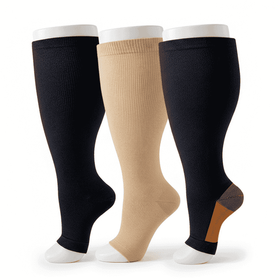 SOMER 3 Pairs Socks for Women Knee High Socks Plus Size 2XL