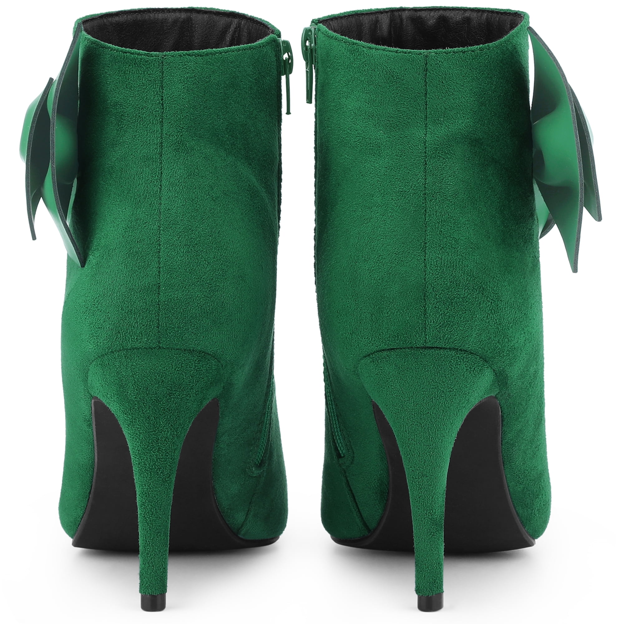 DARING DIVA Women's Pointy Toe Bow Stiletto Heel Ankle Boots Green US 9
