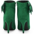 thumbnail image 3 of DARING DIVA Women's Pointy Toe Bow Stiletto Heel Ankle Boots Green US 8, 3 of 6