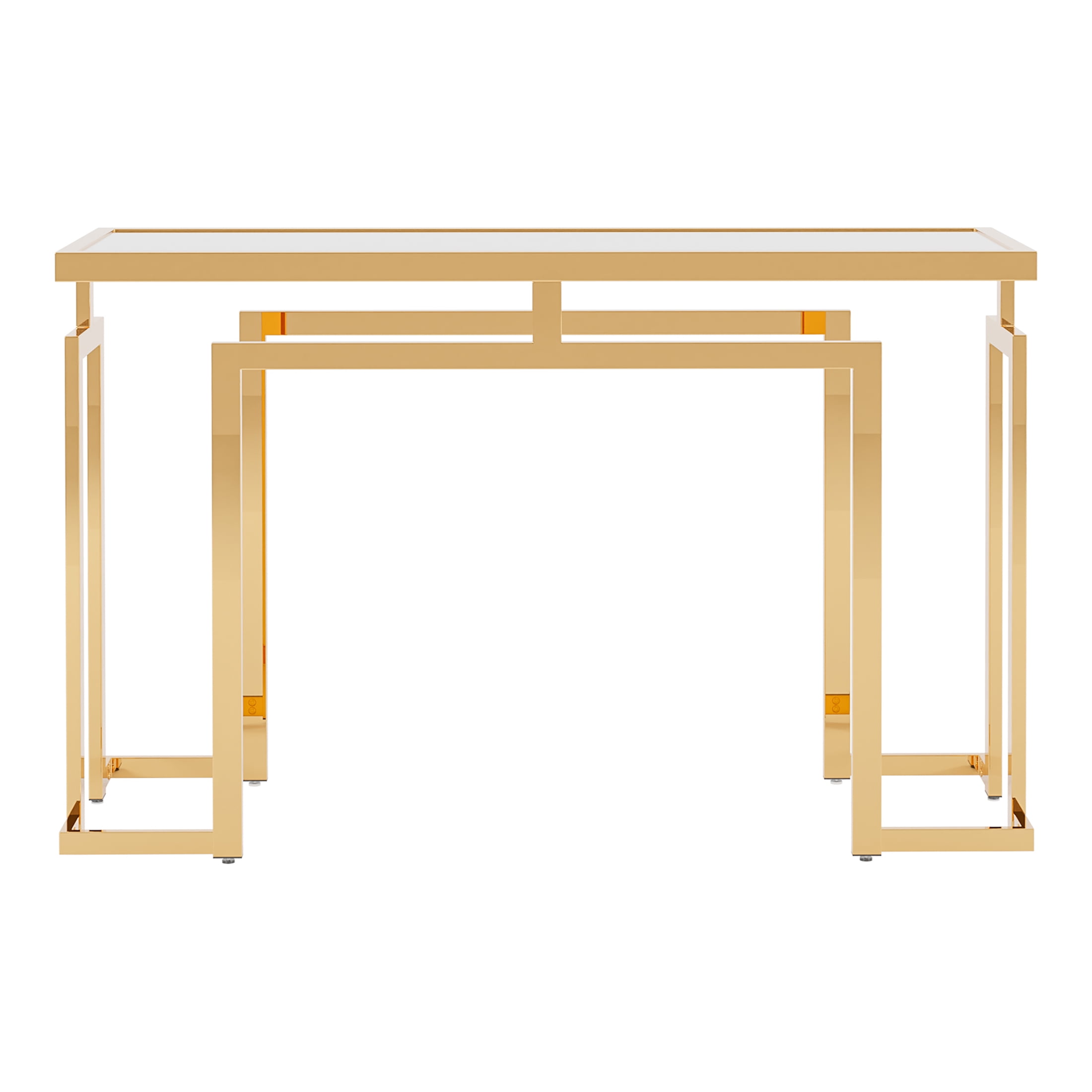 Furniture of America Gendry Glass Top Console Table, Gold Furniture of America Gendry Glass Top Console Table, Gold
