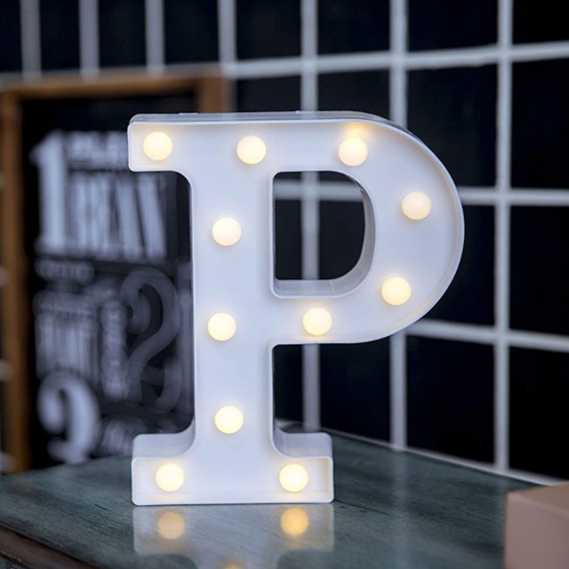 Letras Luminosas Led /22cm / Lampara Decorativa / Abecedario / LETRA P DECO PVC LETRA LUMINOSA P