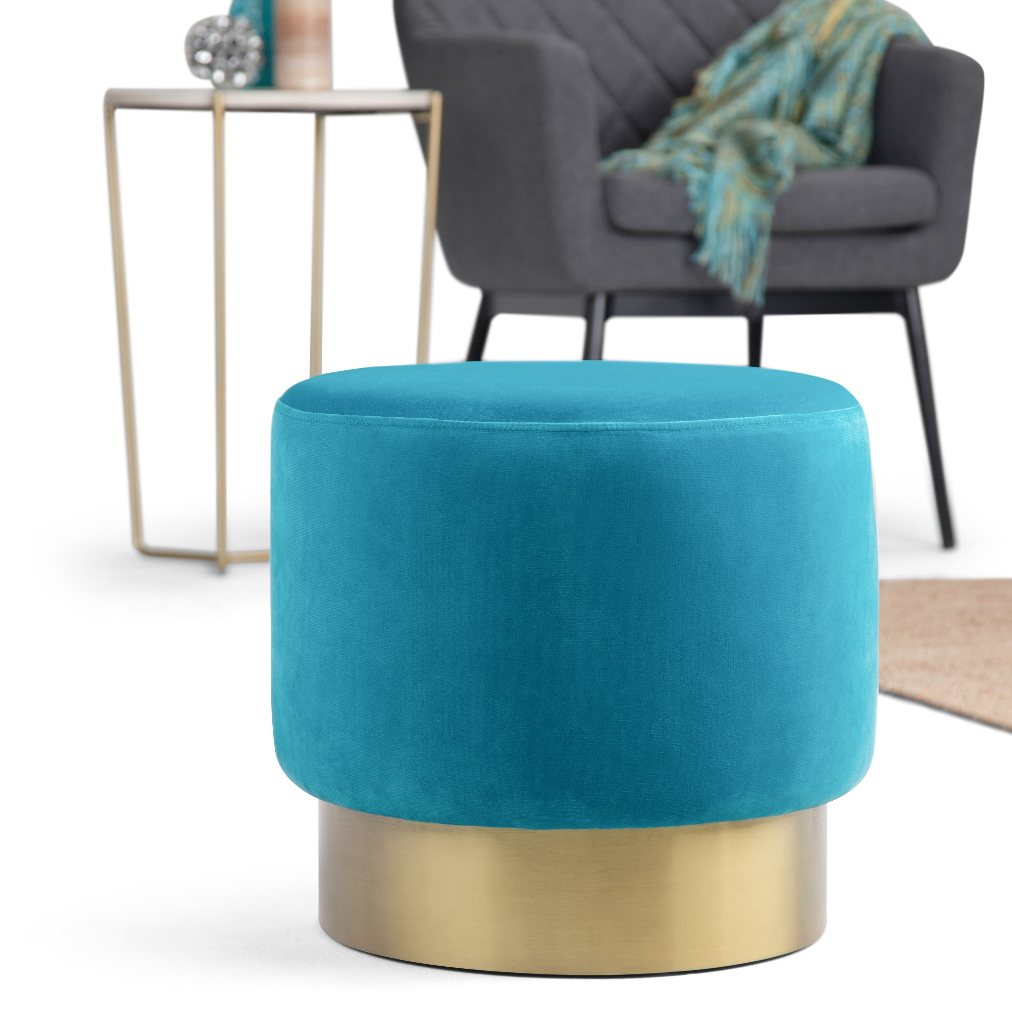 Silver Orchid Sussin Small Round Ottoman Footstool