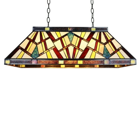 

CHLOE Lighting VINCENT Mission Tiffany-Style 3 Light Island Pendant 28 Wide