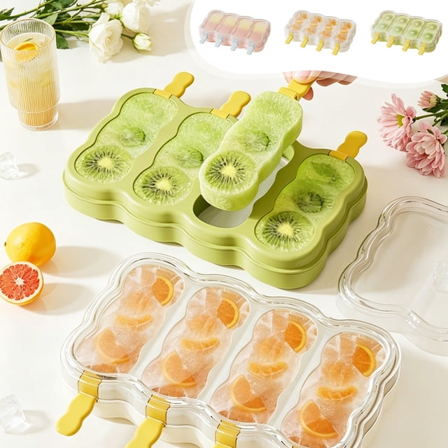 TTJ Ice Tray Ice Molds for Cocktails Ice Cream Molds Homemade Popsicle Maker Food Grade Frozen Treat Mold Reusable Dessert Making Tool for Kitchen Summer Snack Prep