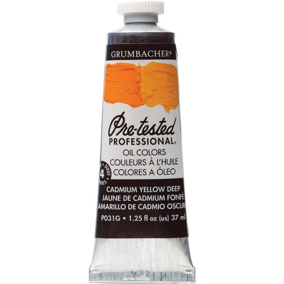 Grumbacher Pre-Tested Oil Color, 37ml Tube, Cadmium Yellow Deep