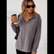 thumbnail image 4 of Sudadera Ligera y Suave de Larga con Solapa y Media Cremallera para Mujer, Estilo Informal, Holgada y con Cuello de . Gris S, 4 of 8