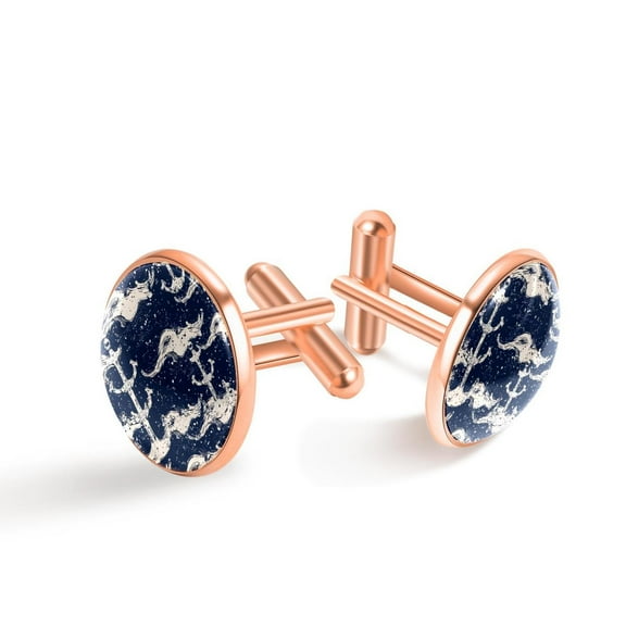 PhooArto Men's Classic Stainless Steel, Anchors Waves Splashes Sea Pattern Cufflinks Business Wedding Shirts, Rose Gold