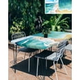 thumbnail image 3 of Turquoise Summer Beach Rectangle Tablecloth, Waterproof Elastic Fitted Table Covers for 5 Foot Tables, 30x60inch Decorative Tablecloths for Picnic, Camping, Outdoor, Coastal Ocean Waves Nautical, 3 of 6