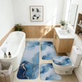 thumbnail image 2 of Blue and Gold Marble Pattern Bathroom Rug Set 4 Piece,Includes Contour,Lid Cover,Bath Mat,Non-Slip Extra Soft Absorbent Washable, 2 of 5