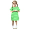 thumbnail image 4 of Fesfesfes Girls'Summer Solid Color Short Sleeve Crew Neck Elastic Waistband Dress with Pockets Casual Comfortable Cotton Blend Dress for Kids(Green#1,11 Years), 4 of 9
