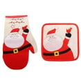 thumbnail image 1 of Ensemble de 2 Pcs Support de Moufle de Four de Noël Résistant à la Chaleur Gant de Four Coussinet Chauffant de Noël, 1 of 10