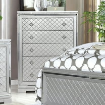 FOA Chid 5-Drawer Solid Wood Silver Chest with Ball-bearing Glides