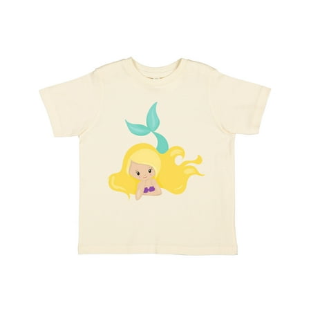 

Inktastic Cute Little Mermaid With Long Blonde Hair Gift Toddler Toddler Girl T-Shirt