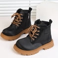 thumbnail image 3 of WAVSUF Girls Combat Boots Faux Leather Soft Sole Wide Width Fall Winter Chunky Boots Brown 10.5 Little Kid, 3 of 10
