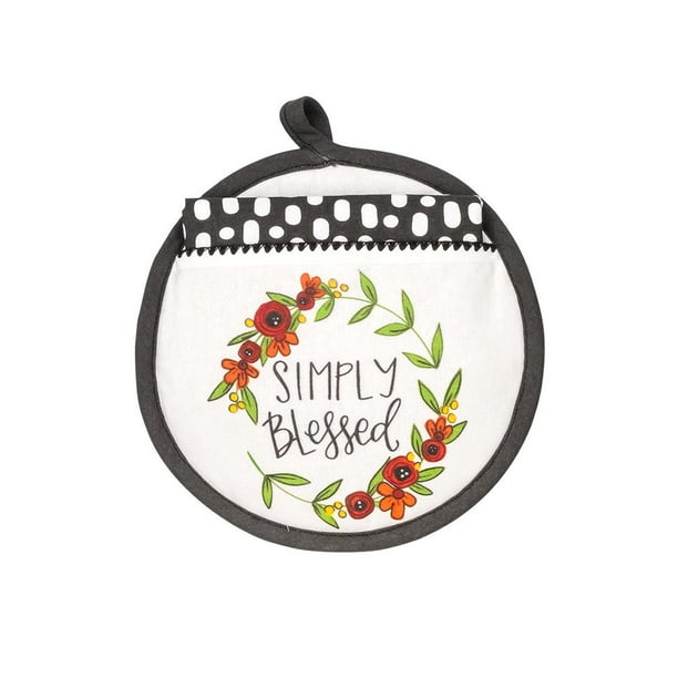 Hot Pad & Tea Towel SetSimply Blessed (9 X 8.5 ) (Pack Of 2 Sets