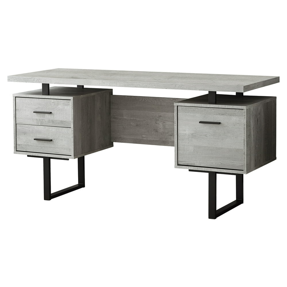 COMPUTER DESK 60"L / GREY WOOD GRAIN / BLACK METAL