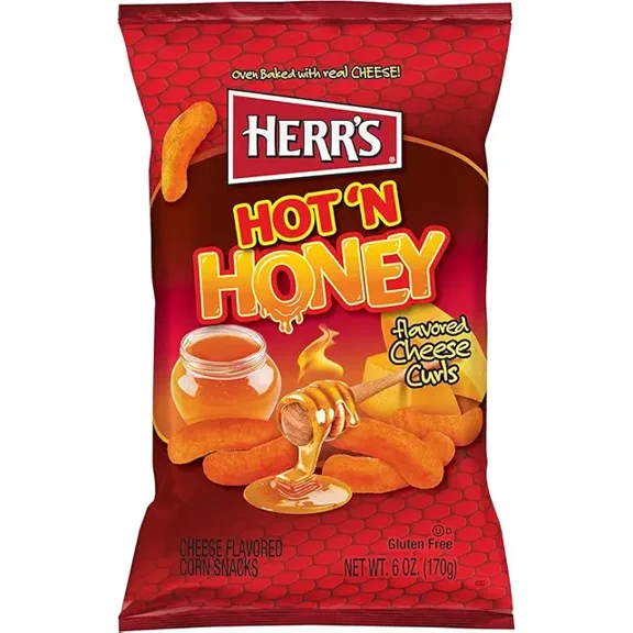 Herr`s Hot N Honey Cheese Curls 1 oz Pack of 42 (Curated by RJ Snacks)