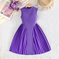 thumbnail image 6 of Girls Sleeveless Turtleneck Dress with Necklace, Purple A-Line Pleated Party Dress for Kids Kids 2T-8 Years, Casual Fit and Flare Summer Dress,Size 4-5 T, 6 of 8