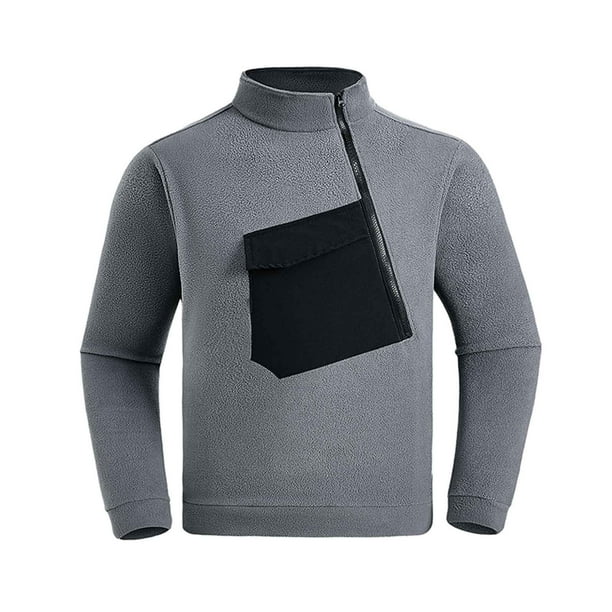 pstuiky camisas de manga larga para hombre, Sudadera con capucha y cuello alto para hombre, holgada, de manga larga, para otoño e invierno, sin capucha top de hombre s