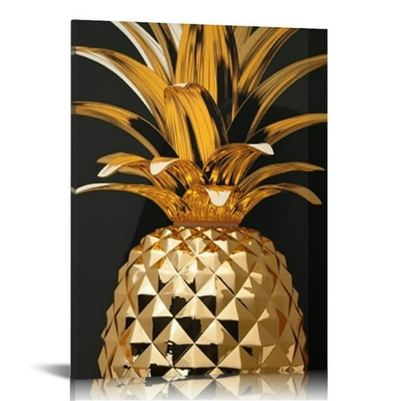 BCIIG Pineapple Gold Foiling Fine Art Aesthetic Poster & Print Wall Painting for Living Room Bedroom Home Office Decor 12x16 in