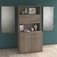 thumbnail image 2 of Pemberly Row Armoire de Rangement Haute de 36 Po avec Portes et Tablettes Verrouillables en Hickory, 2 of 7