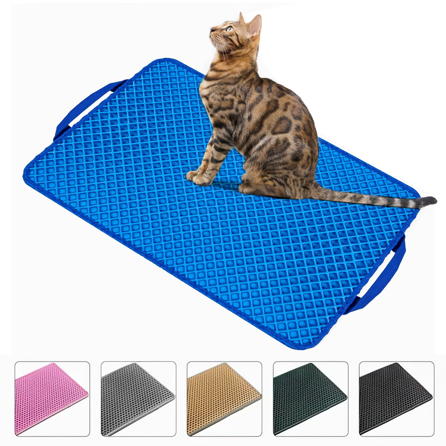 Pefilos Double Layer Anti Tracking Waterproof Cat Litter Trapping Mat Blue Pefilos Double Layer Anti Tracking Waterproof Cat Litter Trapping Mat Blue