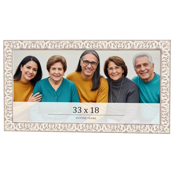 33x18 Frame White Real Wood Picture Frame Width 1.5 inches | Interior Frame Depth 0.5 inches |