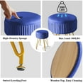 thumbnail image 2 of Fionafurn Velvet Storage Ottoman, Upholstered Pleated Round Vanity Stool, Jewel Blue, 2 of 9
