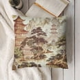 thumbnail image 3 of Chinoiserie Throw Pillow Covers  Pagoda Pillow Cover Chic Asian Scenic White and Brown Pillowcase Farmhouse Home DecorativeCushion Covers for Sofa Bedroom, 3 of 5