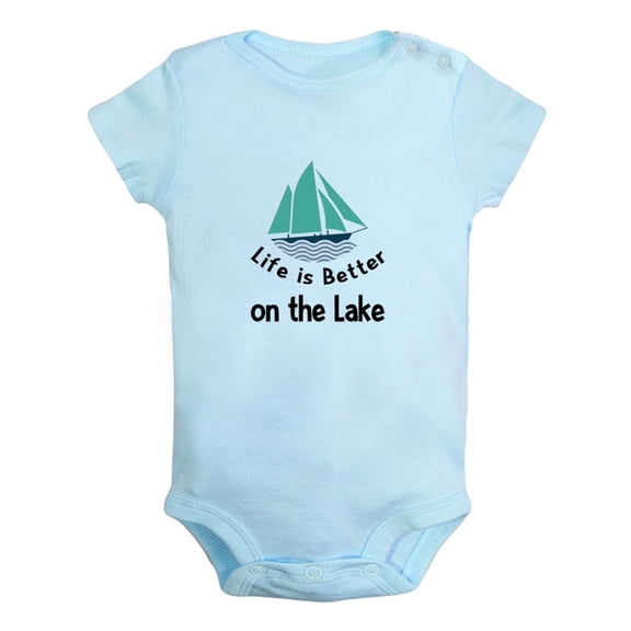 Life is Better on the Lake Funny Rompers For Babies, Newborn Baby Unisex Bodysuits, Infant Jumpsuits, Toddler 0-12 Months Kids One-Piece Oufits (Blue, 6-12 Months)