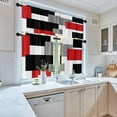 thumbnail image 3 of Red Kitchen Curtains Black Grey Window Curtains Valance and Tier Set 36 Inch, Modern Rod Pocket Short Tier Curtain for Bathroom, Abstract Art Small Cafe Curtains Kitchen Decor, 3 of 6