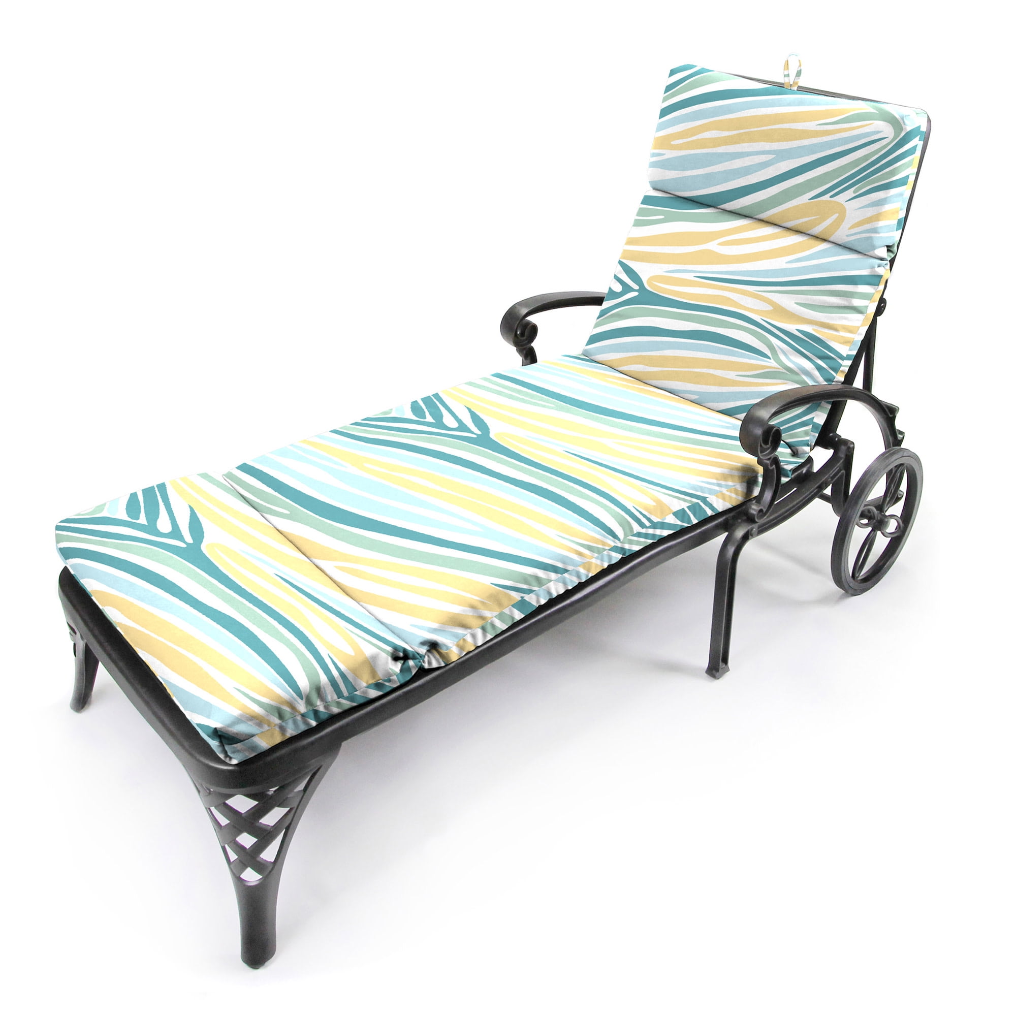 Jordan Manufacturing 72" x 21" Lilo Tapioca Multicolor Abstract Rectangular Outdoor Chaise Lounge Cushion with Ties and Hanger Loop