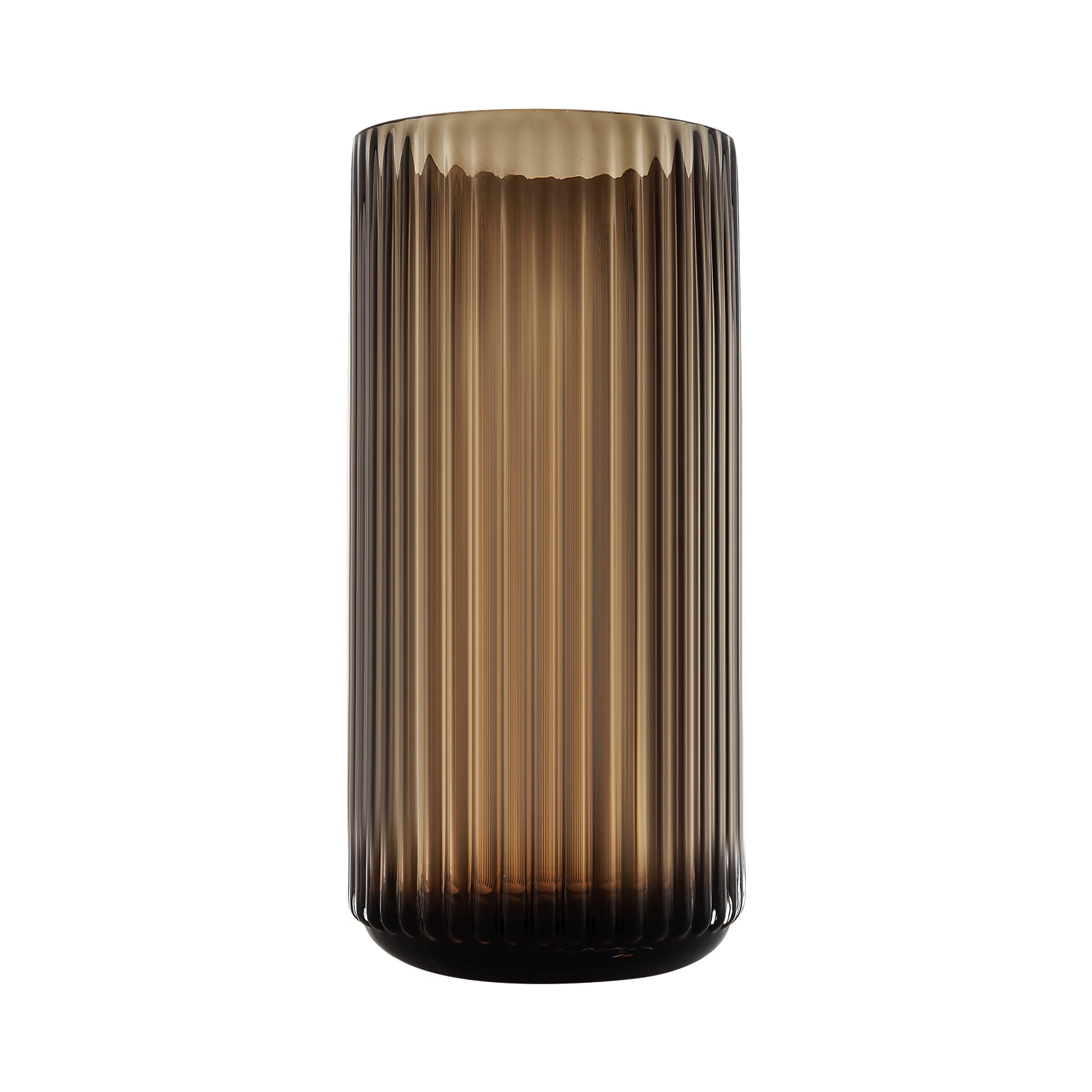 Ribbed Large Brown Glass Ribbed Flower Vase for Dinning Table Decor