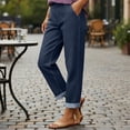 thumbnail image 3 of Juslio Women Button Straight Faux Jeans Casual High Waist Pocket Blue Jeans, 3 of 9