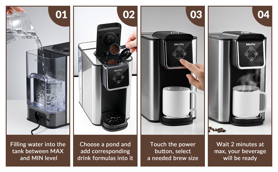 Mecity Coffee Maker 3-in-1 Single Serve Coffee Machine, For K-Cup