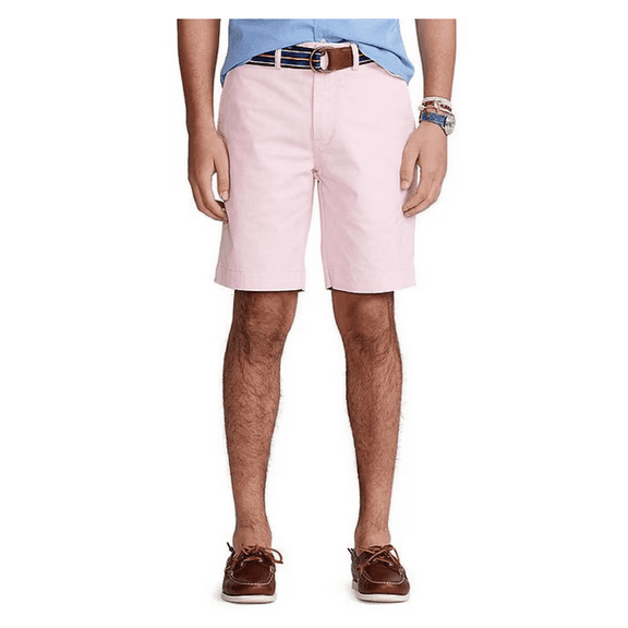 Men's Classic Fit Stretch 9" Flat Front Chino Shorts Pink 30