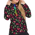 thumbnail image 5 of Yiaed Ripe Red Cherry Print Womens Casual Hoodies Crew Neck Long Sleeve Sweatshirts With Pocket Pullover Tops Women's Hooded Sweatshirt-XX-Large, 5 of 5
