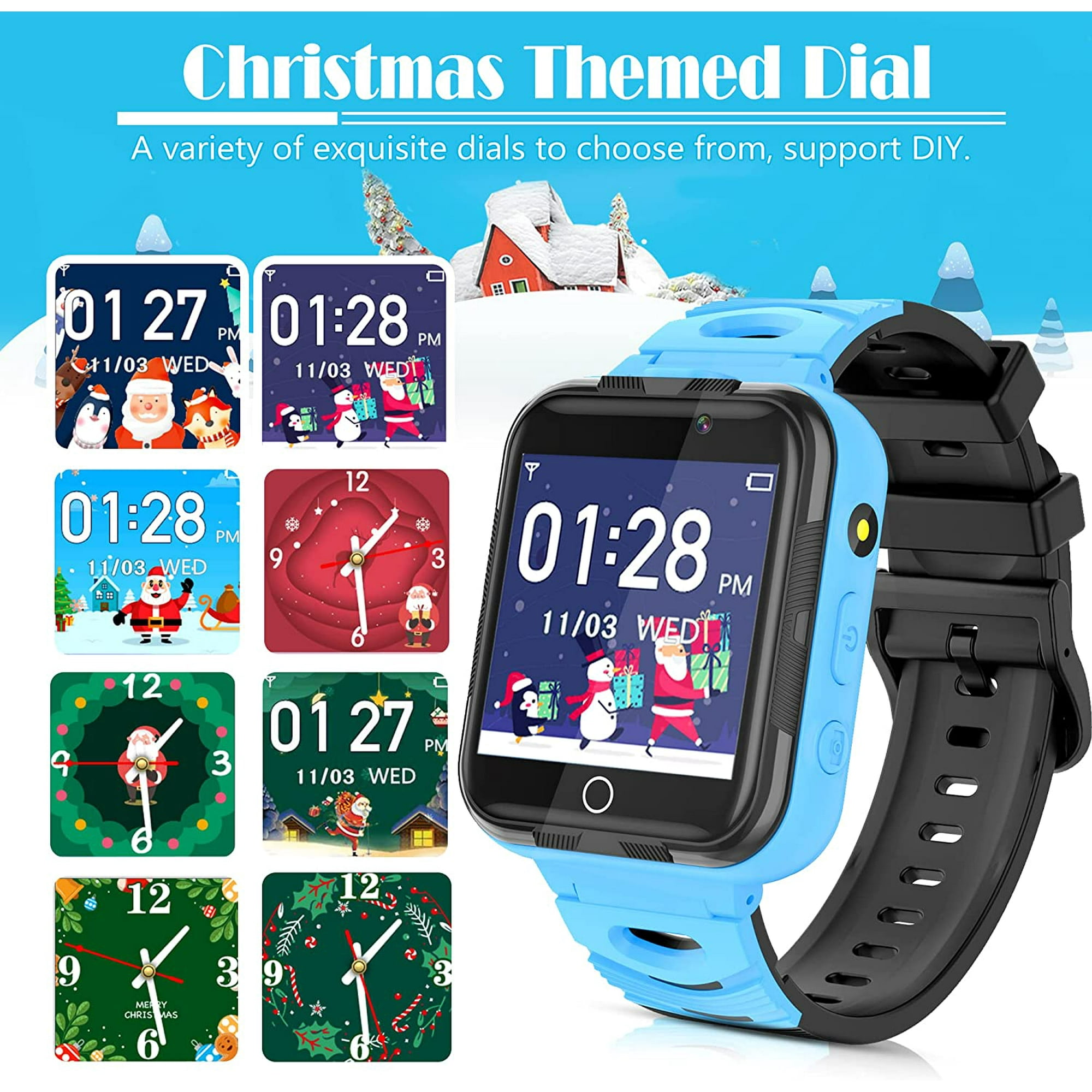 XICEN Kids Smart Watch Christmas Theme Smart Watches for Kids with Calls Dual Camera 16 Games Video Music Alarm Calculator Calendar Watch Gift for Kids Ages 3 14 Blue Walmart