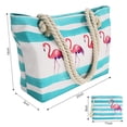 thumbnail image 4 of Large Beach Bag, Travel Twine Beach Tote Bags, Canvas Shoulder Tote Handbag-Flamingo Tote, 4 of 7