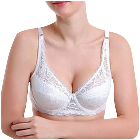 Cxenplz Trendy Fashion Balconette Bra Cozy Lace Cup Standard Straps Bra Lifts & Supports Full Coverage Bra for Seniors Women