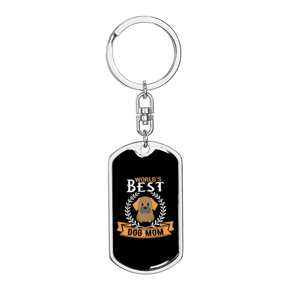 WORLD'S BEST DOG MOM  Stainless Steel or 18k Gold Premium Swivel Dog Tag Keychain