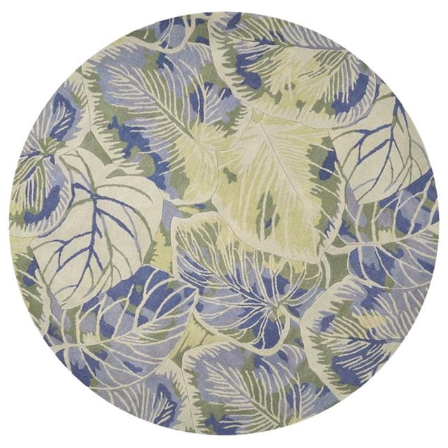 HomeRoots 354145 Tapis Rond en Laine Bleu et Vert de 5 Pi 6 Po
