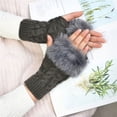 thumbnail image 3 of TISHITA Gants pour Femmes Demi-Doigt Gants Chauds Sans Doigts pour Course Sport Extérieur Cyclisme Gris Foncé, 3 of 7
