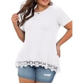 thumbnail image 4 of Cueply Plus Size Tops for Women Summer Casual Womens Short Sleeve Crew Neck Lace Shirts Tunic Blouses, 4 of 6