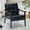 Black PU, variant on Villeston Accent Chair with Solid Wood Armrest and Table,for Living room, Bedroom,White
