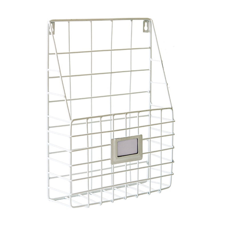 Simple Wrought Iron Mesh Newspaper Storage Rack Home Wall Decorative