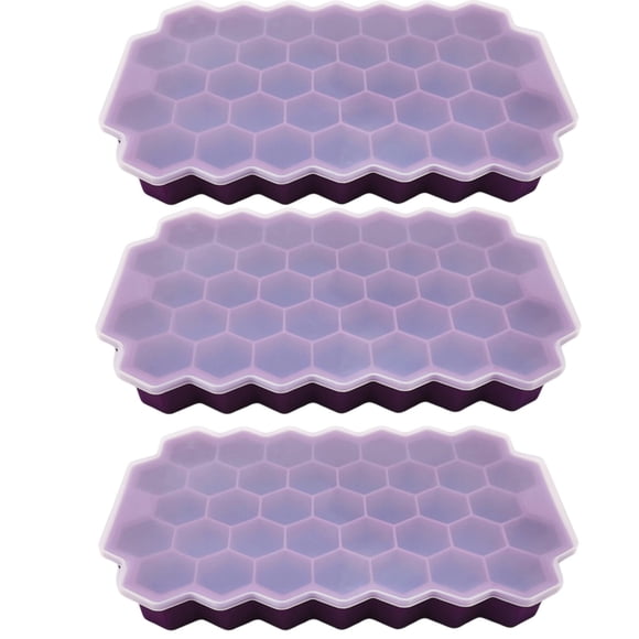 Bandejas para cubitos de hielo para congelador con tapa, 37 rejillas de silicona para moldes de cubitos de hielo pequeños, fácil de liberar, reutilizables en contenedores organizadores o cubos de