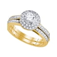 thumbnail image 1 of 14kt Yellow Gold Womens Round Diamond Halo Bridal Wedding Engagement Ring Band Set 1.00 Cttw, 1 of 1